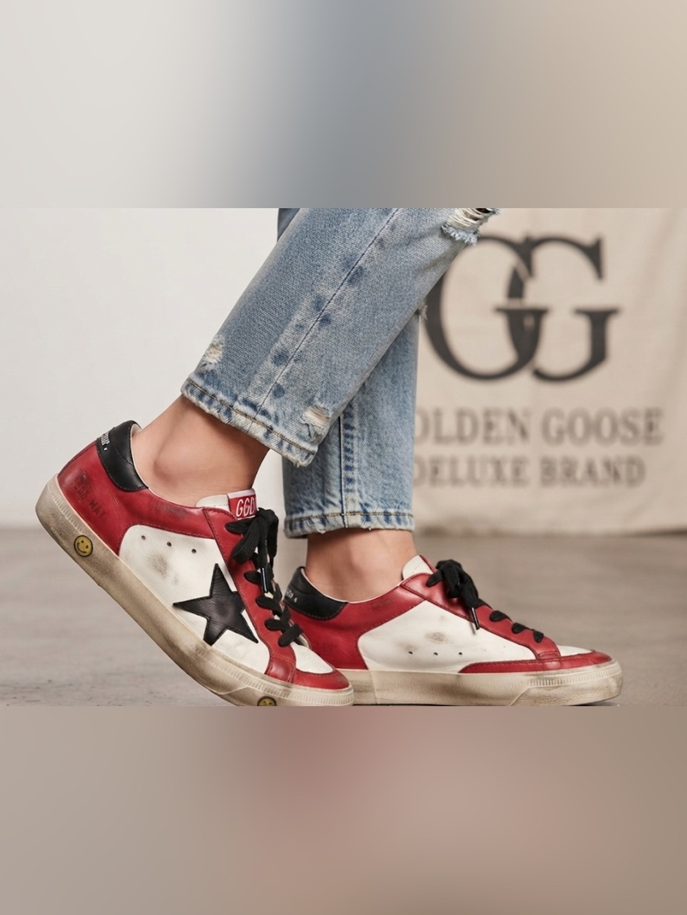 Authentic Golden Goose luxury designer factory distressed leather sneakers # 1.5